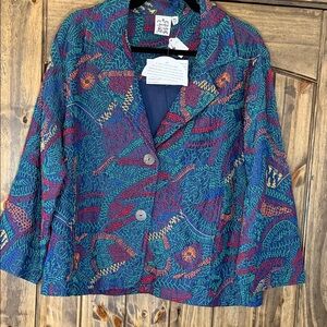 Parsley & Sage Multicolor Patterned Blazer